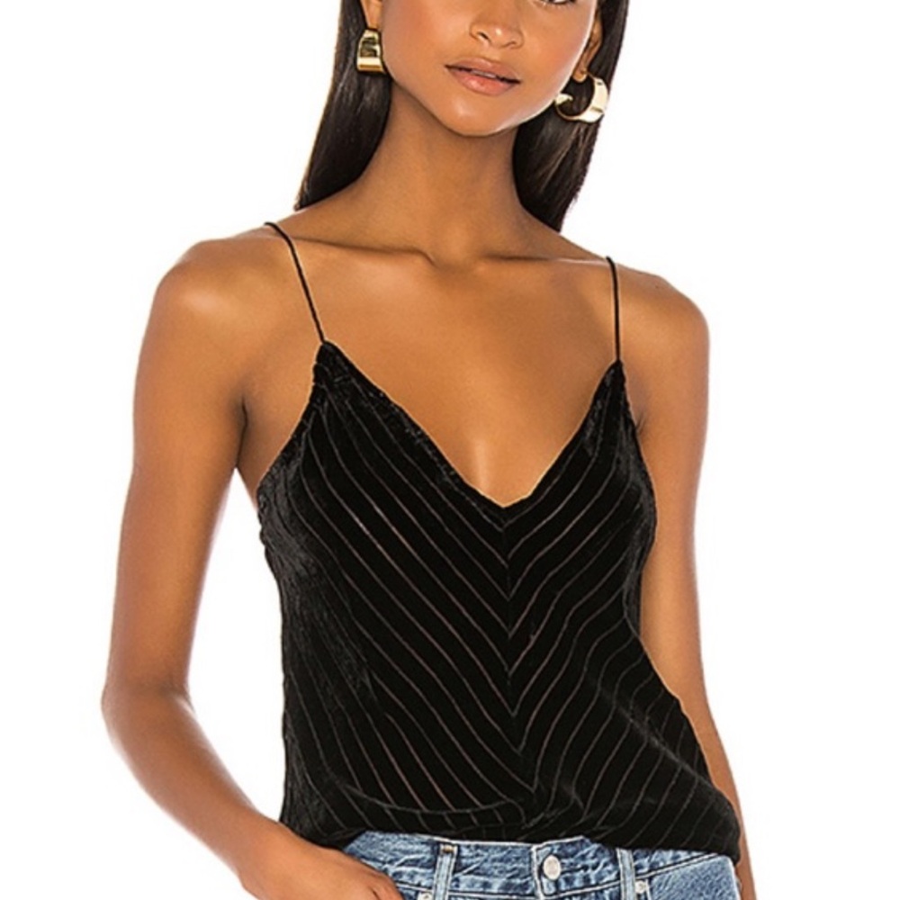 Cami NYC The Olivia Velvet Stripe Tank Black NWT Size XS